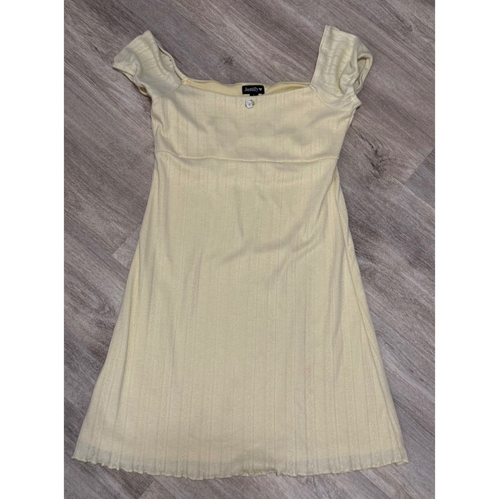 Justify Cream Mini Dress Square Neck Short Sleeve Summer Casual Womens
